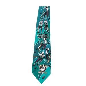 Vintage 90s NHL Mighty Ducks Hockey Silk Tie Win Lose or Tie Limited Edition